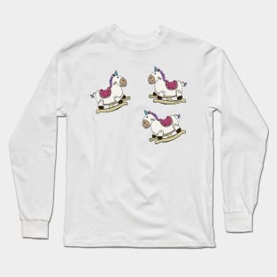 Riding on a rocking unicorn Long Sleeve T-Shirt